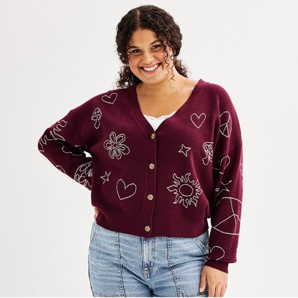 Juniors Plus Size SO Button-Front Cardigan